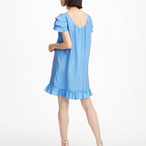 Club Monaco ruffle flare silk peach color dress size 2 - Picture 11 of 12